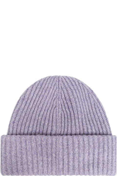 Ganni Hats for Women Ganni Logo Patch Knitted Beanie