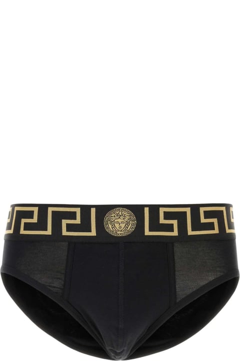Underwear for Men Versace Black Stretch Cotton Brief