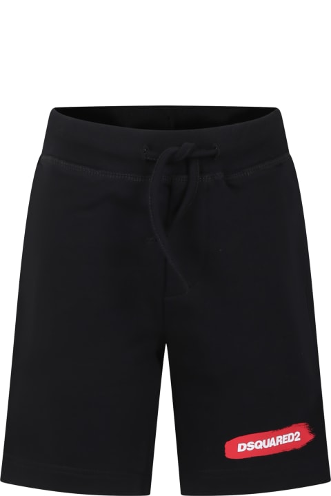 Dsquared2 Kids Dsquared2 Black Shorts For Boy With Logo