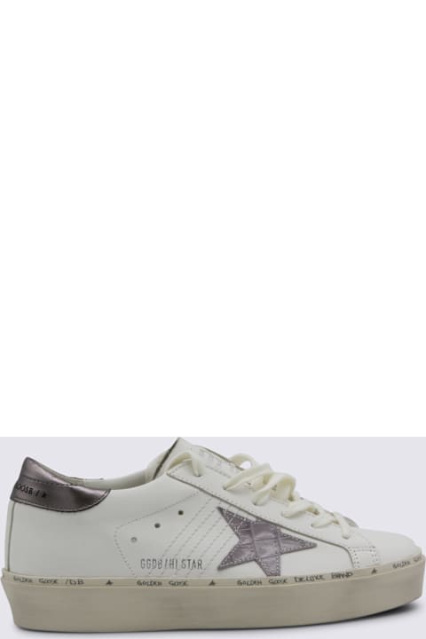Golden Goose White And Grey Leather Sneakers