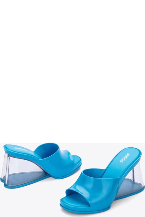 Melissa Darling Ad Baby blue mules with heart shaped wedge - Darling