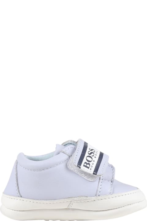 Shoes for Baby Girls Hugo Boss Light-blue Sneakers For Baby Boy With Logo