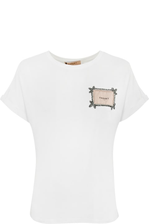 TwinSet for Women TwinSet T-shirt With Label And Rhinestones