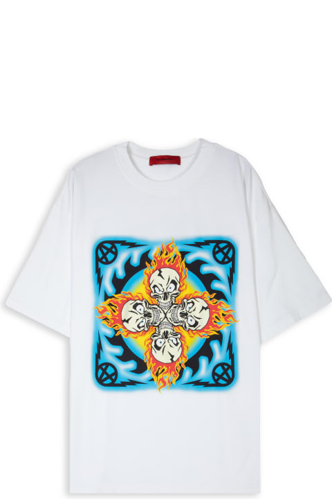 Acu White cotton t-shirt with skulls print - Acu t-shirt