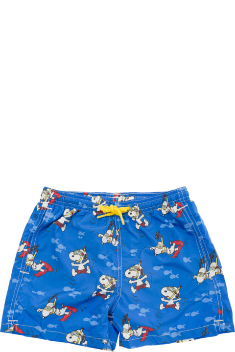 Fashion for Kids MC2 Saint Barth Multicolor Swim Shorts With All-over Scuba Snoopy Print In Fabric Bambino