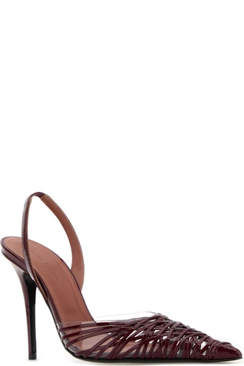 Amina Muaddi Burgundy Leather Lori Pumps