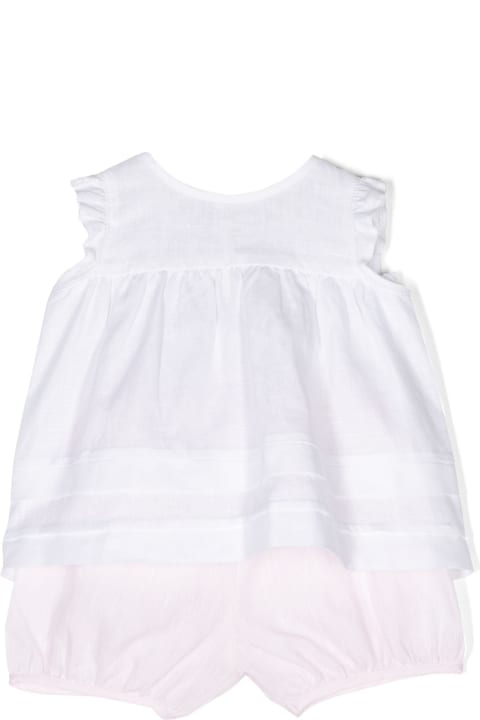 Il Gufo for Kids Il Gufo Pink And White Linen Two Piece Set