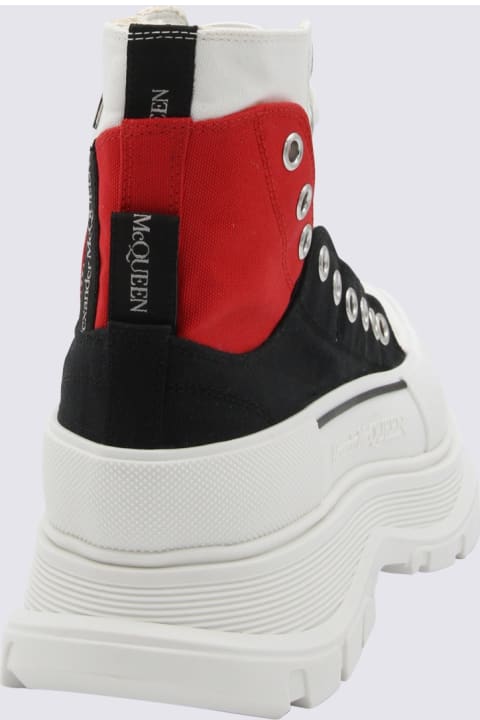 Alexander McQueen Sneakers for Men Alexander McQueen White Black And Red Canvas Boots