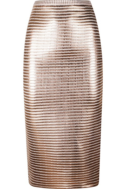 Fashion for Women Genny Elastic Waist Stripe Patterned Shiny Skirt