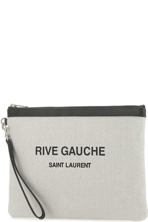 Saint Laurent Bags for Men Saint Laurent Sand Canvas Rive Gauche Clutch