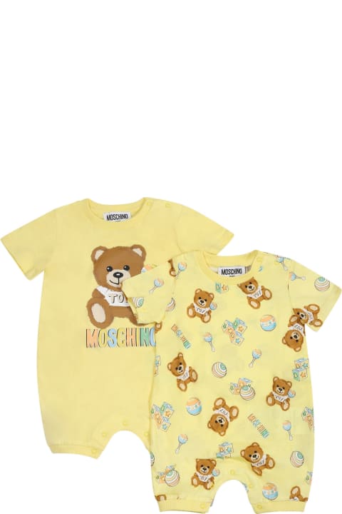 Sale for Baby Boys Moschino Yellow Set For Baby Kids With Teddy Bear