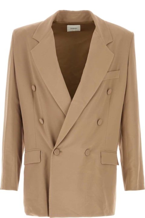 Saint Laurent لـ Men Saint Laurent Camel Crepe Blazer