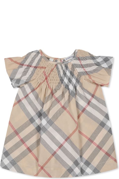 Homeware Burberry Beige Dress For Baby Girl With Vintage Check