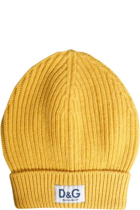 Hats for Men Dolce & Gabbana Logo Patch Turn-up Brim Beanie