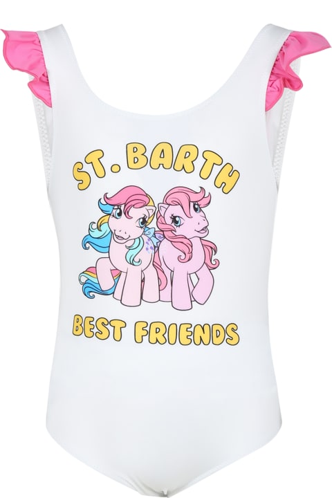 MC2 Saint Barth Swimwear for Girls MC2 Saint Barth White Swimsuit For Girl With My Little Pony Print