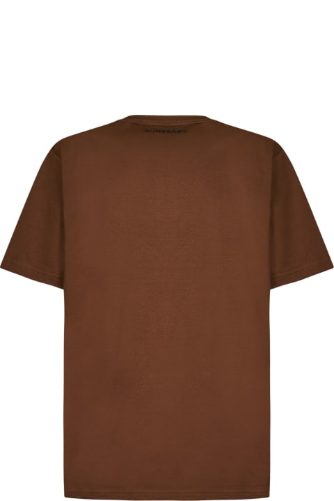 Topwear for Men Burberry Brown Crewneck T-shirt With Graphic Print In Cotton Man