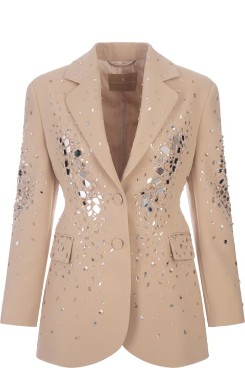 Fashion for Women Ermanno Scervino Beige Blazer With Degrade Crystal Applications