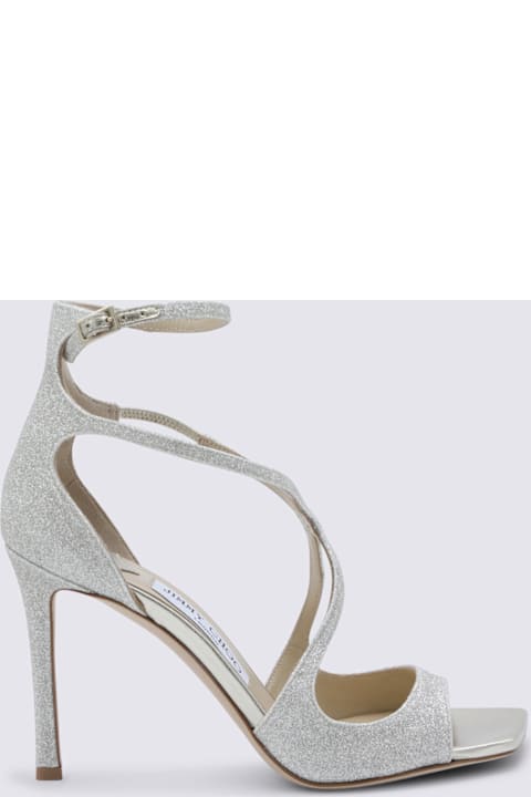 Jimmy Choo Platinum Leather Atia 95 Sandals