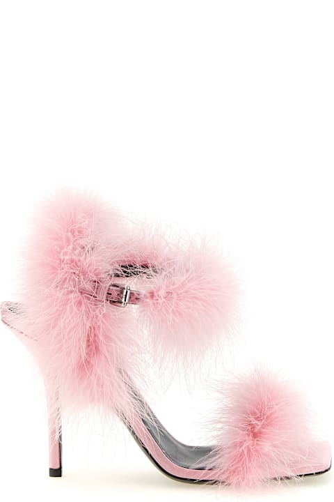 Moschino Satin Sandals And Feathers
