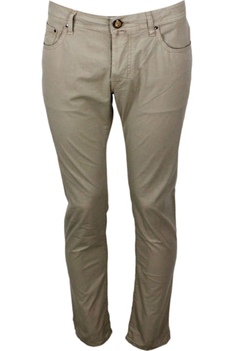 Jacob Cohen Clothing for Men Jacob Cohen Bard J688 Luxury Edition Trousers In Soft Stretch Cotton With 5 Pockets With Closure Buttons And Lacquered Button And Pony Skin Tag With Logo
