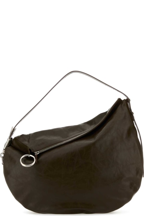 Investment Bags for Men Burberry Dark Brown Leather Knight Big Shoulder Bag