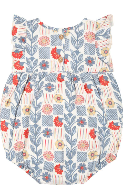 Coco Au Lait Bodysuits & Sets for Baby Girls Coco Au Lait White Romper For Baby Girl With Flowers Print