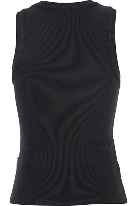 Des Phemmes Clothing for Women Des Phemmes Black Sleeveless Top With Round Neck And Front Crystal Embellishments In Cotton Stretch Woman