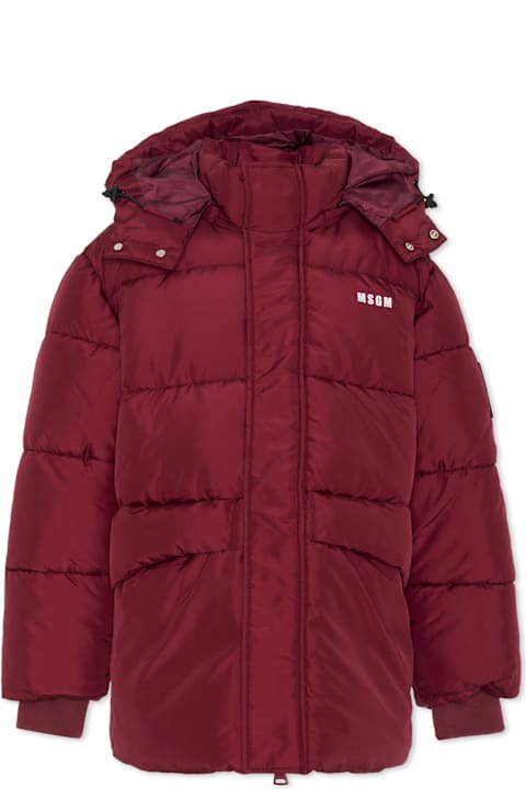 Homeware MSGM Burgundy Down Jacket For Kids With Logo
