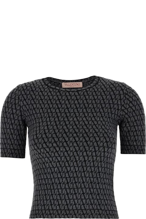 Valentino Garavani سترات لـ السيدات Valentino Garavani Embroidered Wool Top