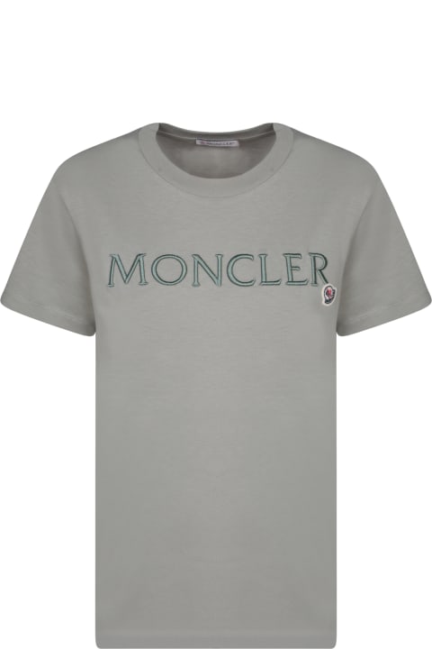 Topwear for Women Moncler Logo Embroidered Crewneck T-shirt