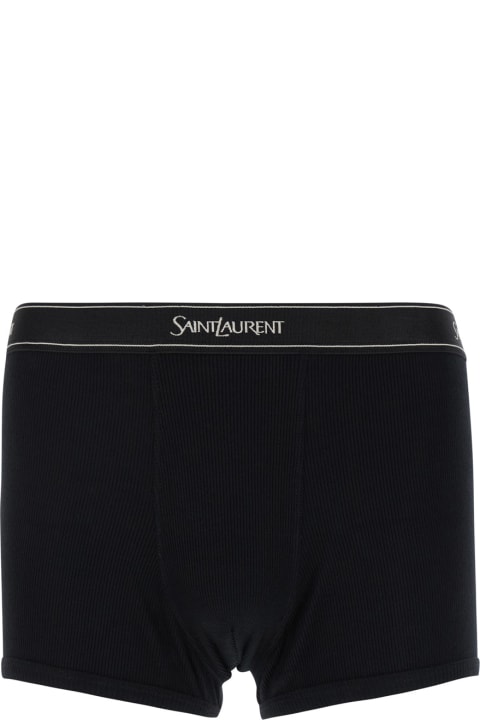Saint Laurent Clothing for Men Saint Laurent Black Boxer Briefs With Logo Lettering Embroidery In Ribbed Cotton Man