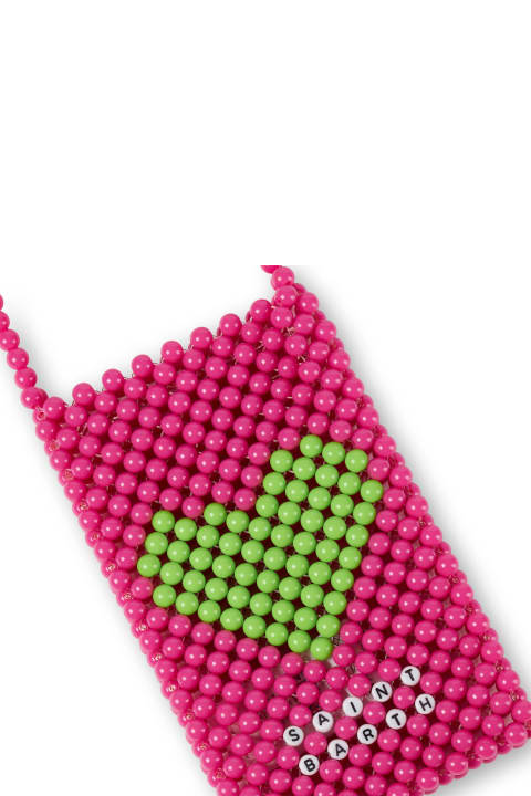 Hi-Tech Accessories for Men MC2 Saint Barth Pink Beaded Phone Holder With Green Heart