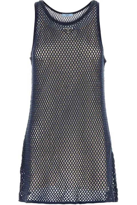 Prada Clothing for Women Prada Navy Blue Mesh Mini Dress