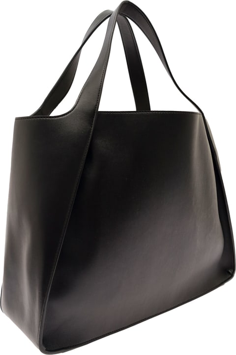 Stella McCartney Totes for Women Stella McCartney Black Tote Bag With Perforated Logo In Faux Leather Woman
