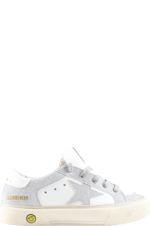 White Sneakers For Girl With Silver Star