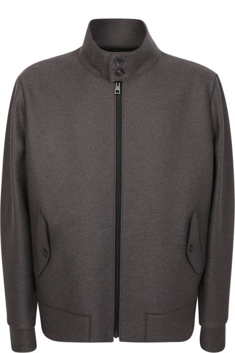 Harrington Jacket In Virgin Wool Grey