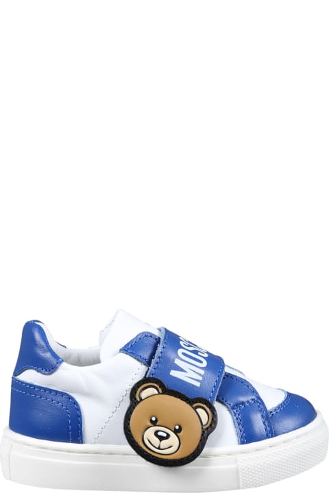 Shoes for Boys Moschino Light Blue Sneakers For Boy With Tedy Bear