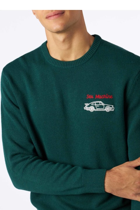 Homeware MC2 Saint Barth Man Crewneck Sweater With Sex Machine Embroidery
