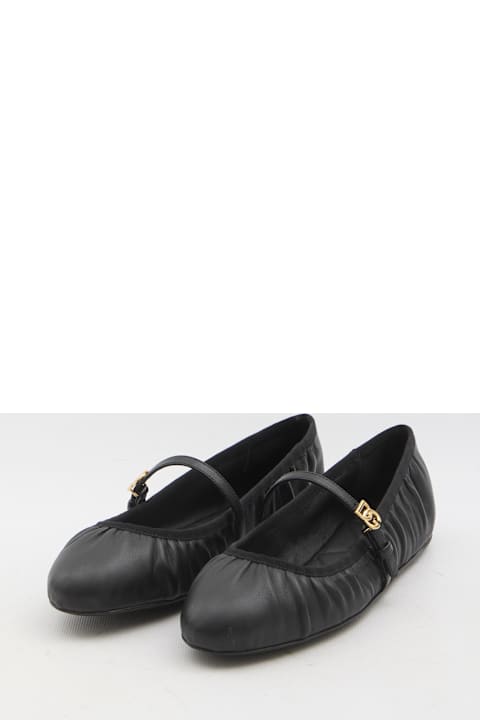 Homeware Dolce & Gabbana Ballerinas With Metallic Logo And Strap