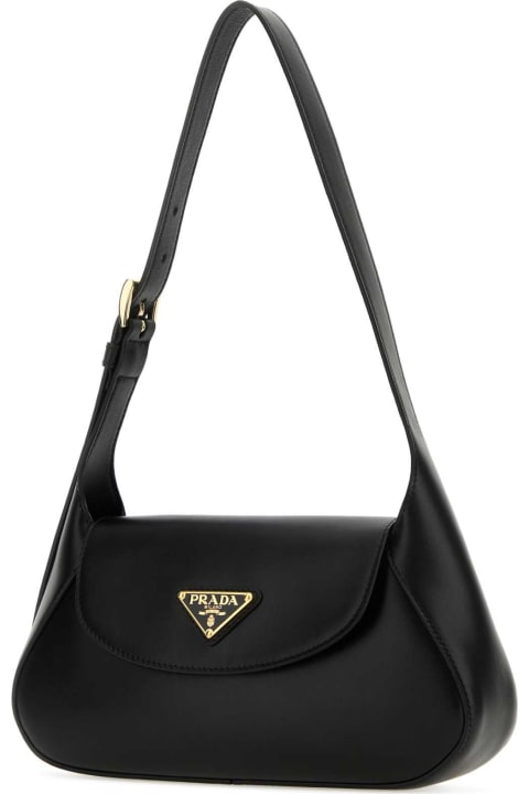 Totes for Women Prada Black Leather Shoulder Bag