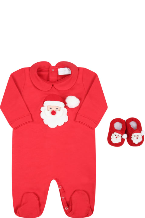 Story Loris Bodysuits & Sets for Baby Boys Story Loris Red Set For Babykids With Santa Claus