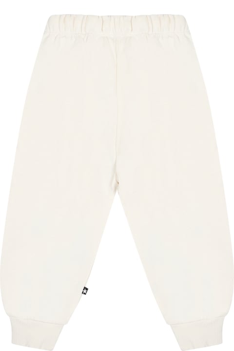 Molo Bottoms for Baby Girls Molo White Sports Trousers For Babykids