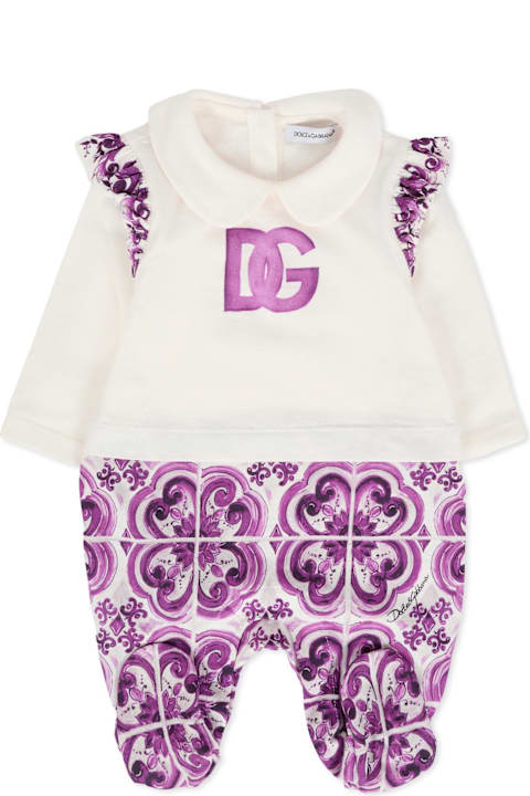 Homeware Dolce & Gabbana Purple Babygrow Set For Baby Girl With Majolica