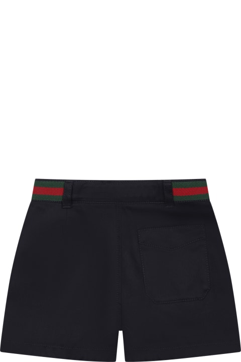 Bottoms for Kids Gucci Blue Shorts For Baby Boy With Web Detail
