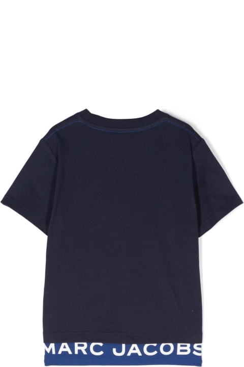 ウィメンズ新着アイテム Little Marc Jacobs Marc Jacobs T-shirt Blu Con Pannelli A Contrasto In Jersey Di Cotone Bambino