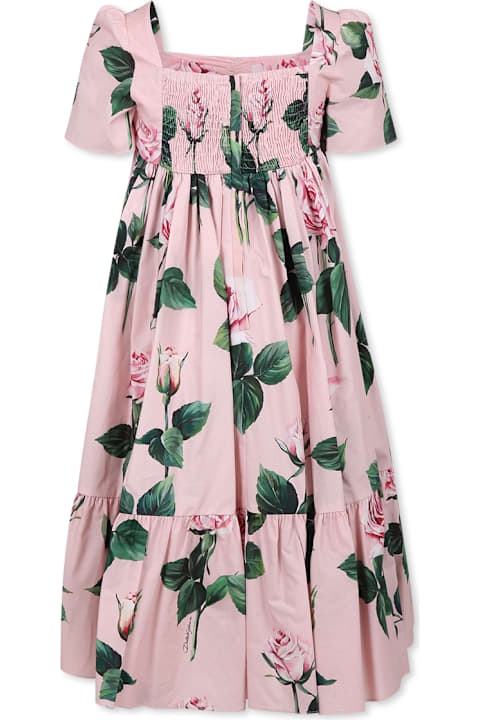 Dolce & Gabbana Dresses for Girls Dolce & Gabbana Pink Dress For Girl With Logo