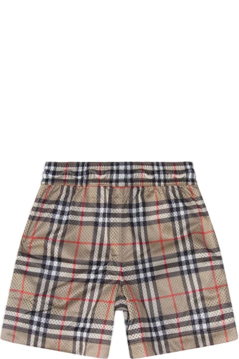 Fashion for Boys Burberry Checked Drawstring Perforated Shorts