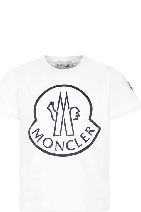 Moncler Clothing for Boys Moncler White T-shirt For Kids With Logo