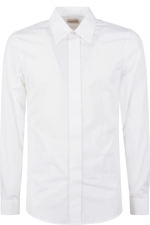 Alexander McQueen Shirts for Men Alexander McQueen Round Hem Plain Slim Shirt