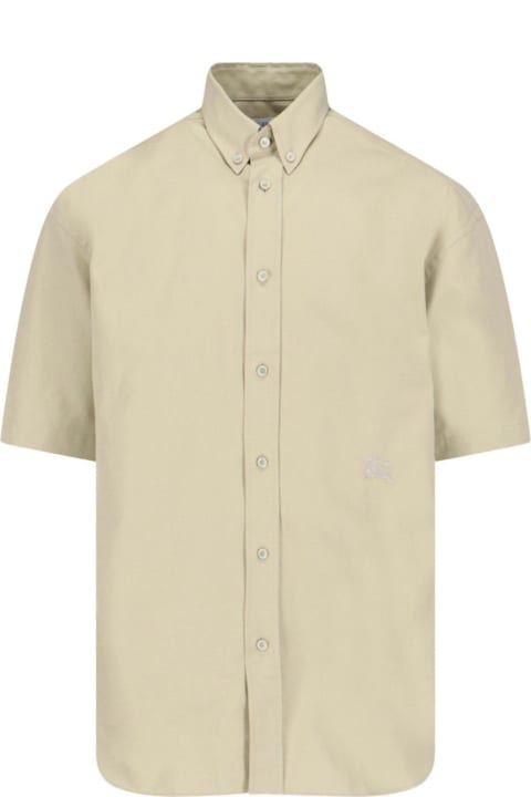 Burberry for Men Burberry Logo-embroidered Short Sleeved Poplin Shirt